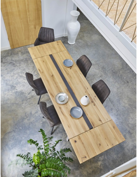 TONCA - Table repas rectangulaire insert béton 220 cm x 100  cm 