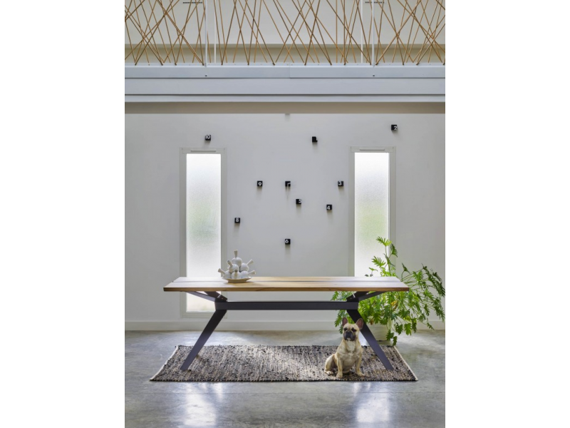 TONCA - Table repas rectangulaire insert béton 220 cm x 100  cm 