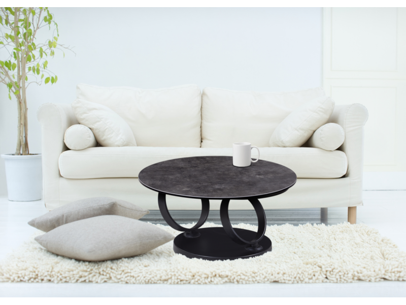 DJOKO - Table basse plateaux pivotant verre céramique 