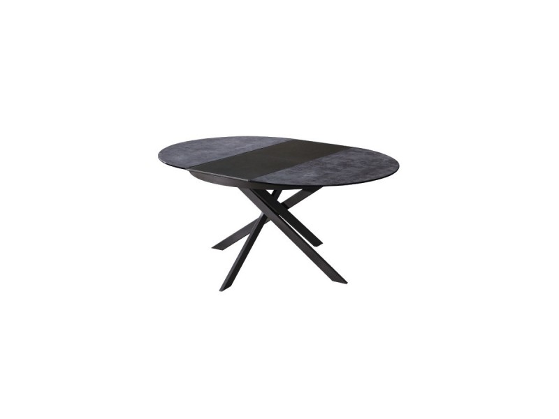 MANEGE - Table de séjour ronde 1 allonge centrale de 50 médium laqué 