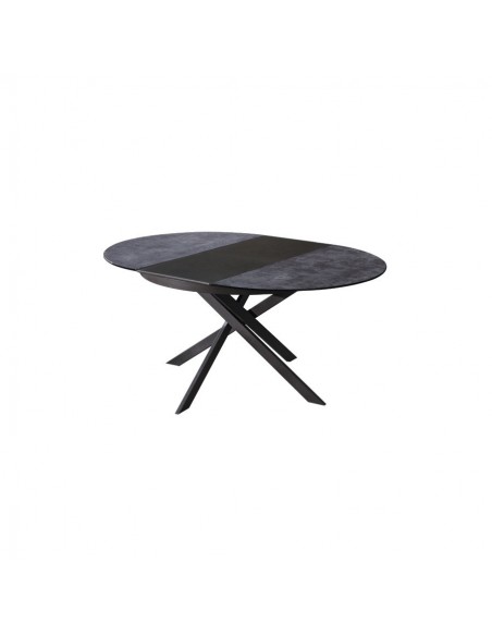 MANEGE - Table de séjour ronde 1 allonge centrale de 50 médium laqué 