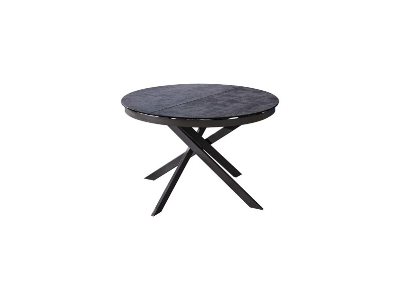 MANEGE - Table de séjour ronde 1 allonge centrale de 50 médium laqué 