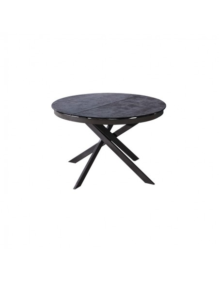 MANEGE - Table de séjour ronde 1 allonge centrale de 50 médium laqué 