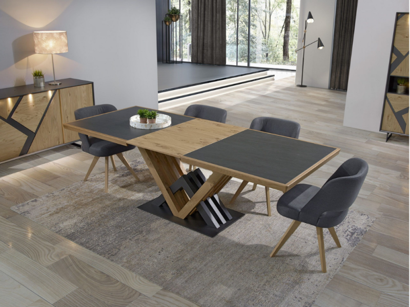 COSTA - Table avec allonge 60cm, option plateau céramique 