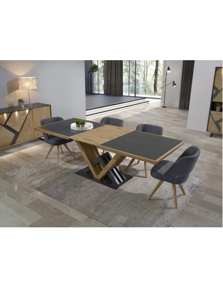 COSTA - Table avec allonge 60cm, option plateau céramique 
